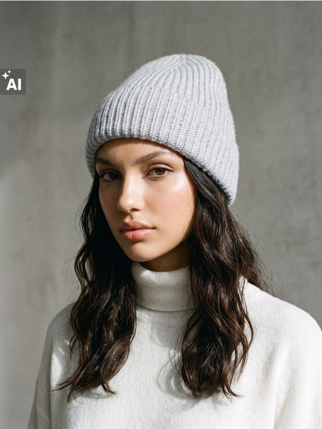 Sinsay - Căciulă Beanie cu Vâscoză - gri deschis