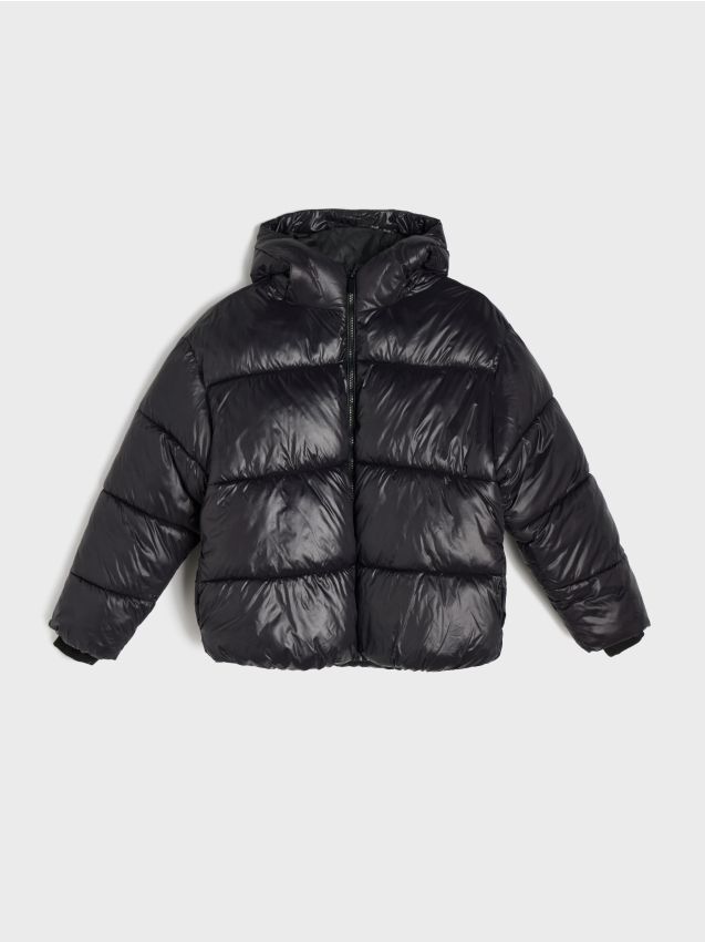 Sinsay - Jachetă puffer cu glugă - negru