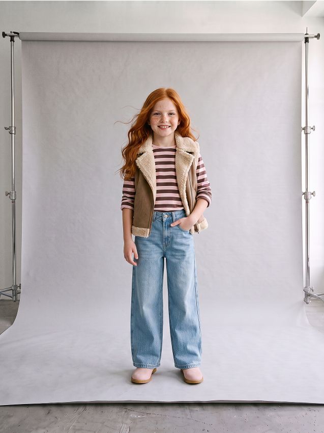 Sinsay - Blugi wide leg cu efect prespălat - albastru
