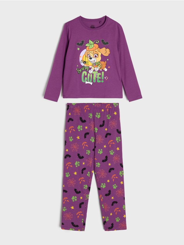 Sinsay - Pijama din bumbac în două piese cu imprimeu PAW Patrol - violet-prună