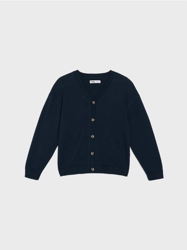 Sinsay - Bavlnený prepínací sveter - tmavomodrá