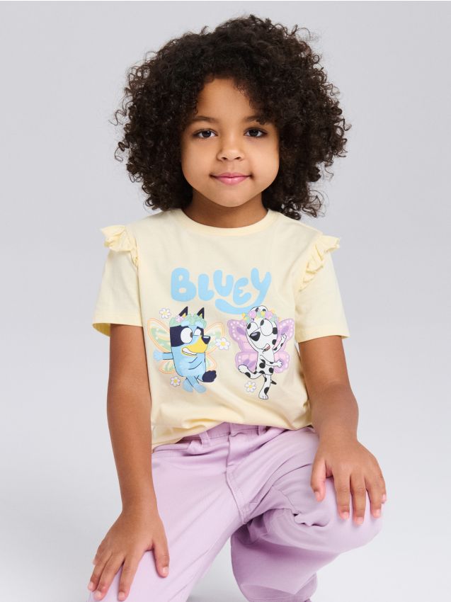 Sinsay - Tricou din bumbac cu imprimeu Bluey - galben-deschis