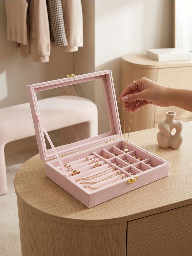Sinsay - Cutie pentru bijuterii cu capac transparent - roz-pudră