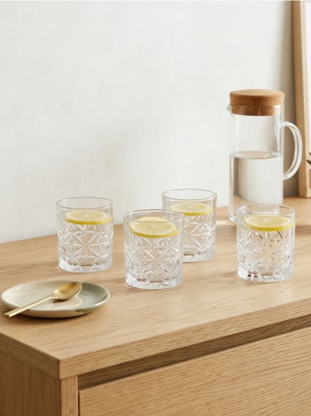Sinsay - Pahare cu model în relief 4 pack - clear