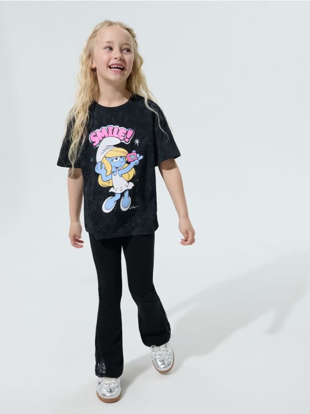 Sinsay - Tricou din bumbac cu imprimeu The Smurfs - negru