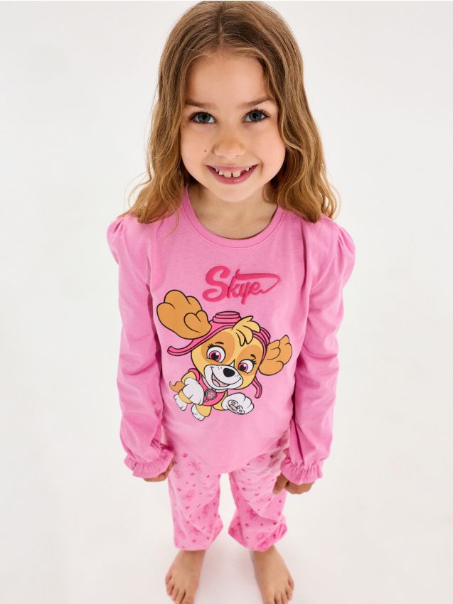 Sinsay - Pijama Din Bumbac Care Strălucește în Întuneric PAW Patrol - roz