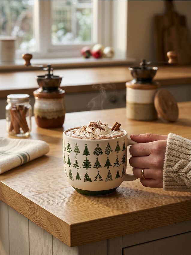 Sinsay - Cană cu imprimeu de brad de Crăciun - verde-pal