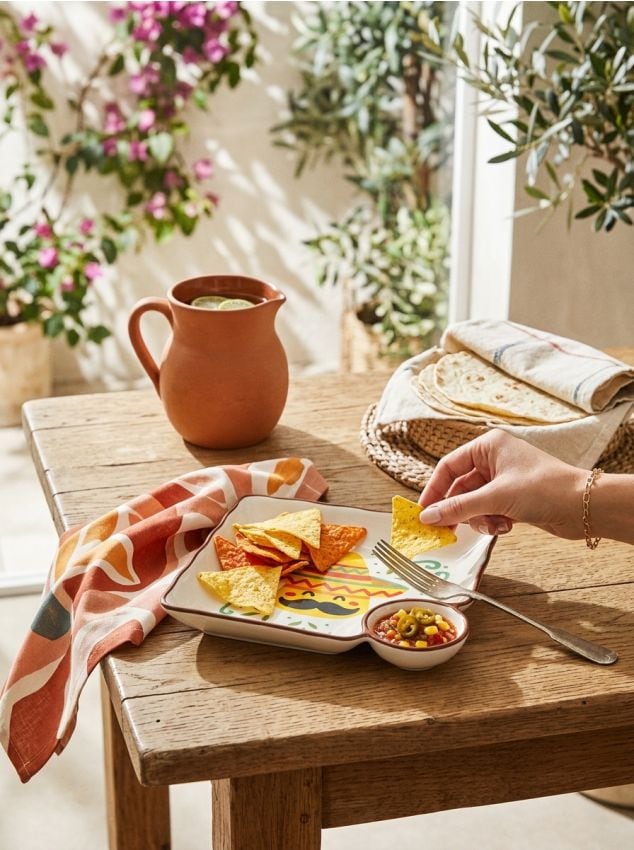 Sinsay - Farfurie ceramică pentru gustări cu motiv mexican - alb