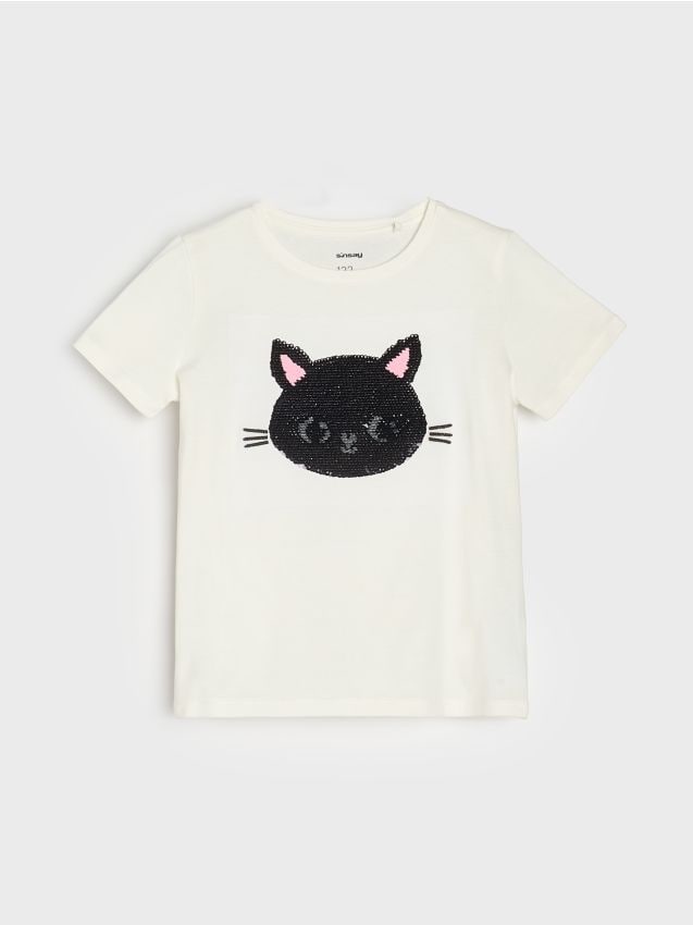 Sinsay - Tricou din bumbac - crem