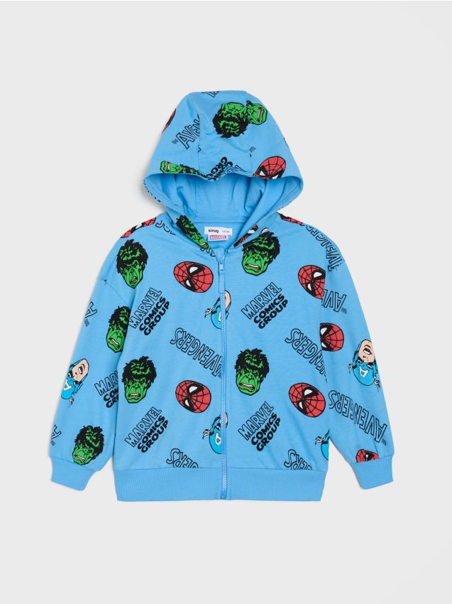 Sinsay - Hanorac cu glugă și fermoar Marvel - albastru