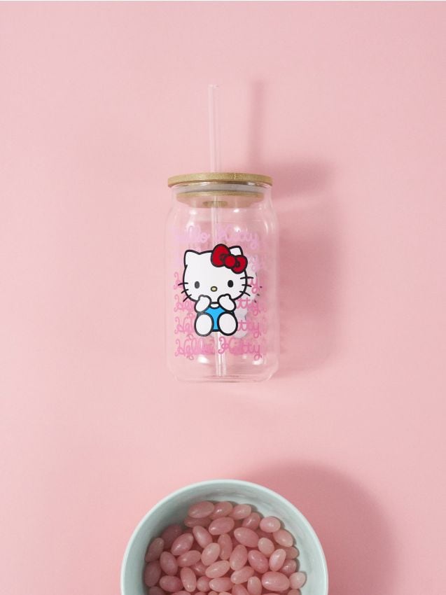 Sinsay - Hrnček s viečkom a slamkou Hello Kitty - viacfarebná