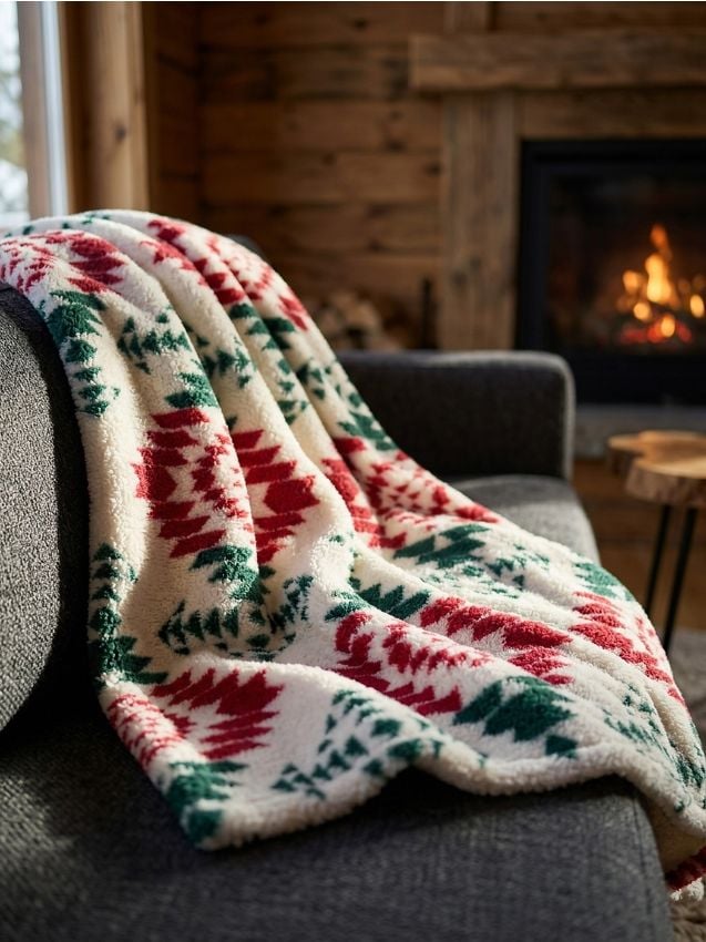 Sinsay - Pătură cu motiv de iarnă - multicolor