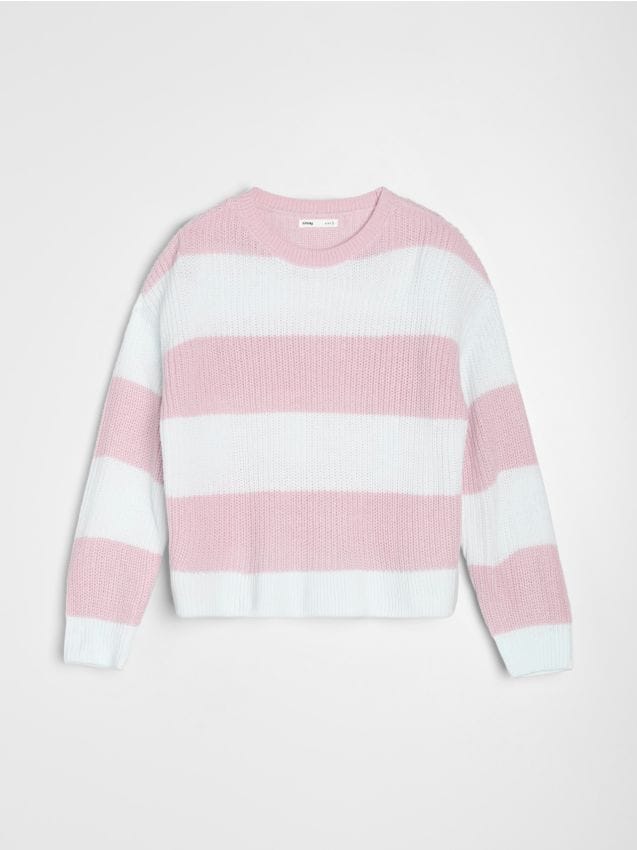 Sinsay - Pásikavý sveter - pastelová ružová