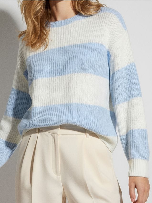 Sinsay - Pásikavý sveter - svetlomodrá