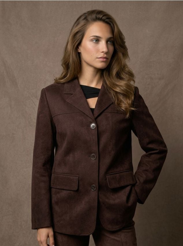 Sinsay - Jachetă din imitație de piele întoarsă în stil retro - maro-închis