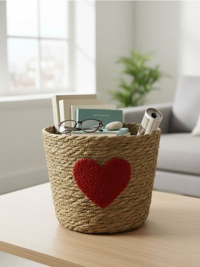 Pleciony kosz do przechowywania z nadrukiem