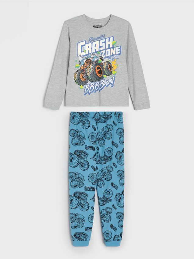 Sinsay - Pijama din bumbac în două piese cu imprimeu Hot Wheels - light blue