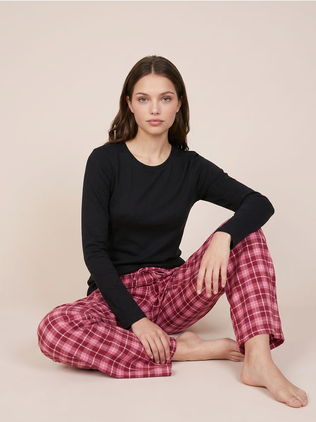 Sinsay - Pantaloni de pijama din bumbac - violet