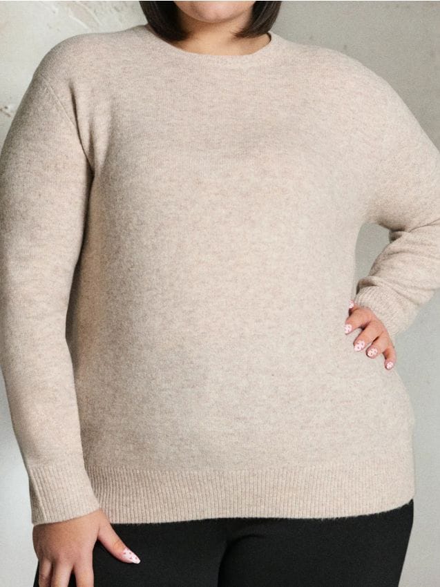 Maglione basic con misto lana Plus Size - beige