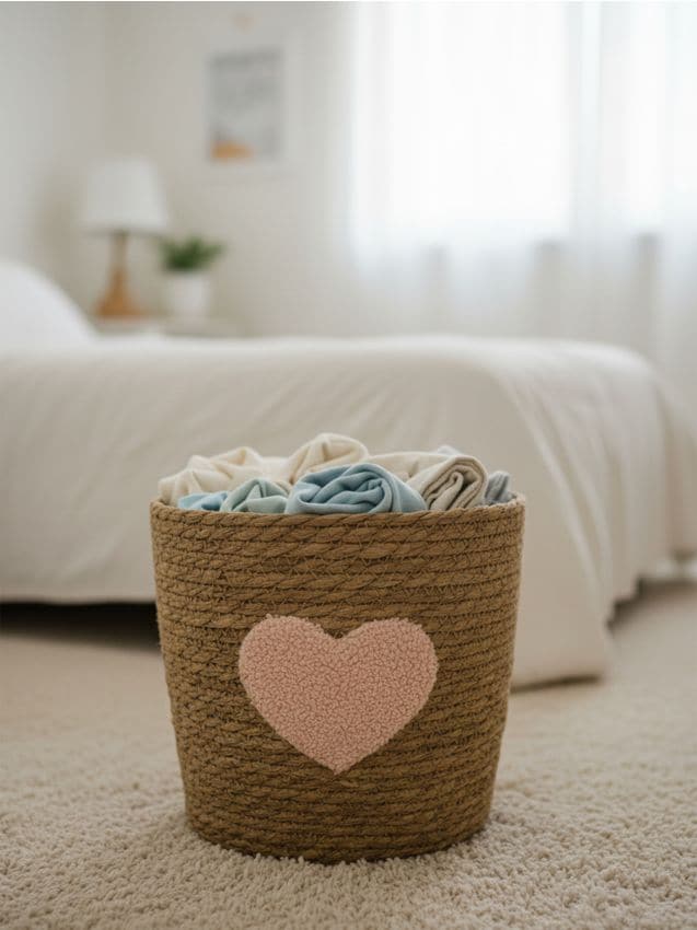 Sinsay - Coș de depozitare împletit cu imprimeu - roz