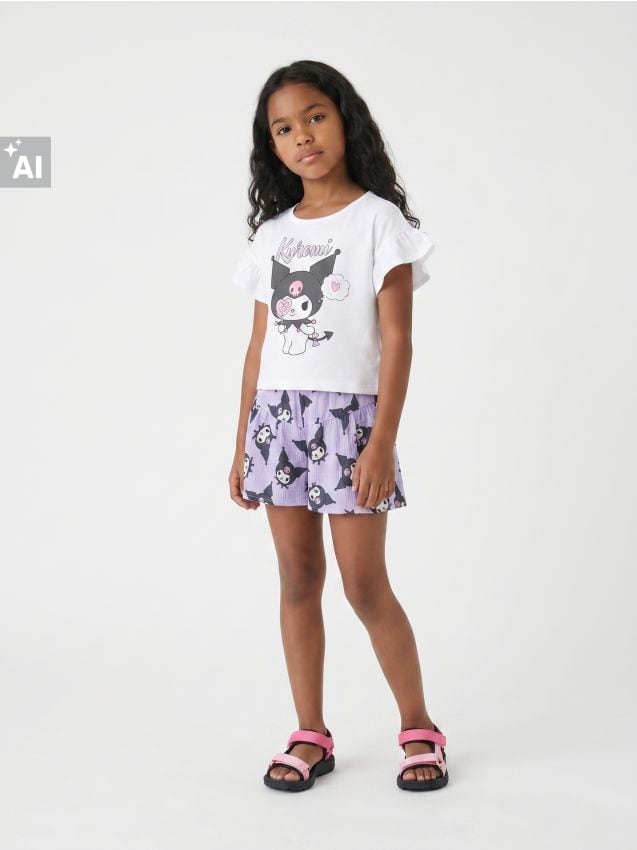 Sinsay - Set Din Bumbac cu Volane și Print Kuromi - multicolor