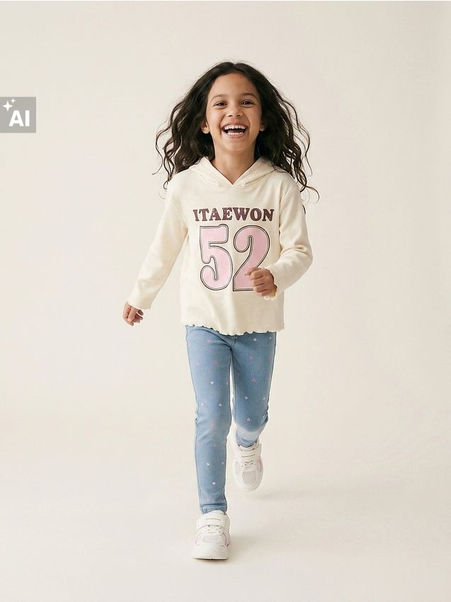 Sinsay - Jeggings cu model inimi și amestec de viscoză - albastru