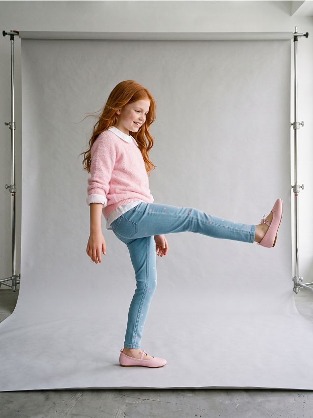 Sinsay - Jeggings cu model inimi și amestec de viscoză - albastru