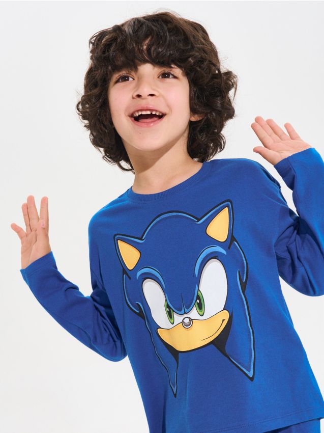Sinsay - Pijama din bumbac în două piese cu imprimeu Sonic the Hedgehog - light blue