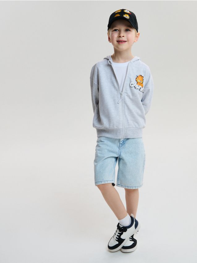 Sinsay - Hanorac cu glugă și fermoar Garfield - gri deschis