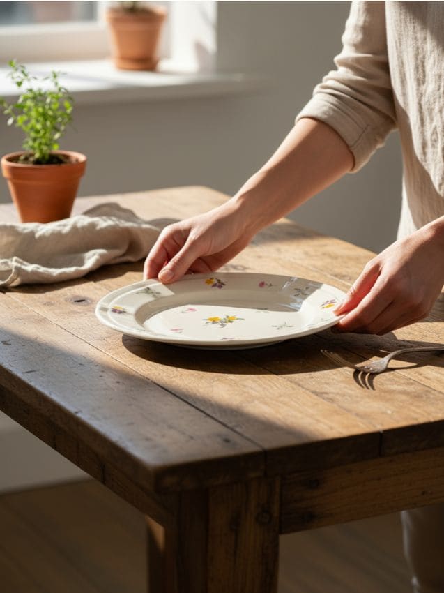 Sinsay - Farfurie ceramică cu motiv floral - alb