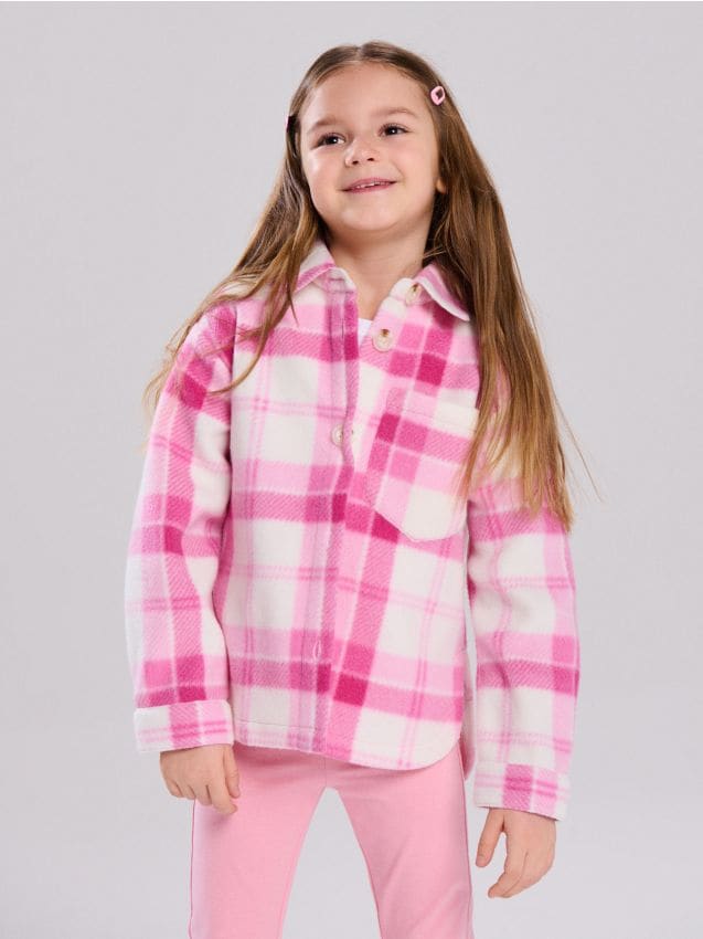 Sinsay - Kurtka koszulowa w kratę - kremowy