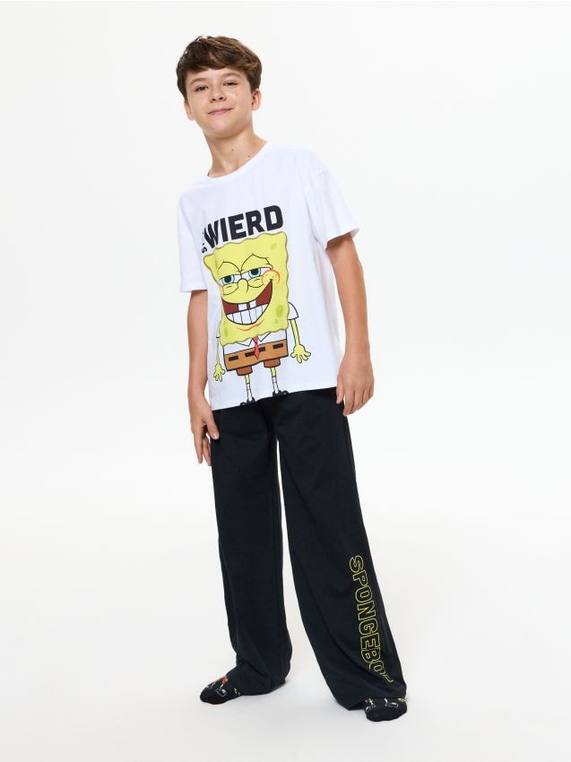 Sinsay - Pijama din bumbac din două piese SpongeBob - alb