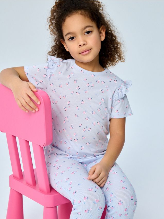 Sinsay - Tricou din bumbac cu model - albastru-pal