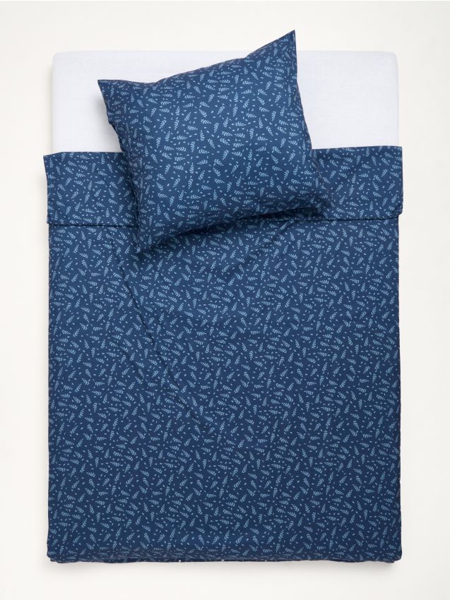 Sinsay - Súprava posteľnej bielizne s rastlinným vzorom - tmavomodrá