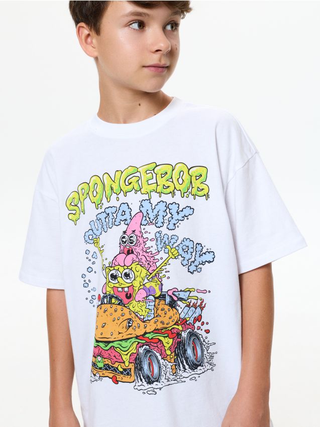 Sinsay - Tricou din bumbac SpongeBob - alb