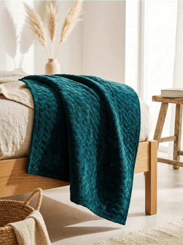 Sinsay - Pătură cu model ondulat - albastru-verzui