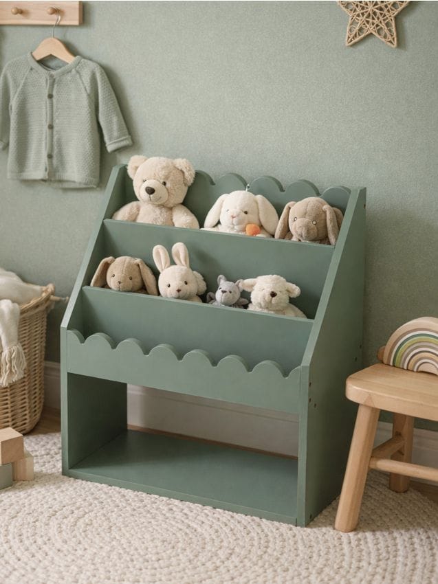 Sinsay - Raft pentru cărți cu margine ondulată - verde-închis