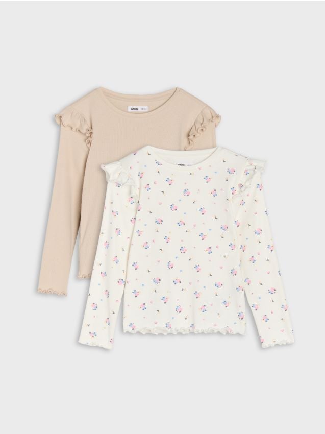 Sinsay - Tricouri din bumbac cu volane decorative - multicolor