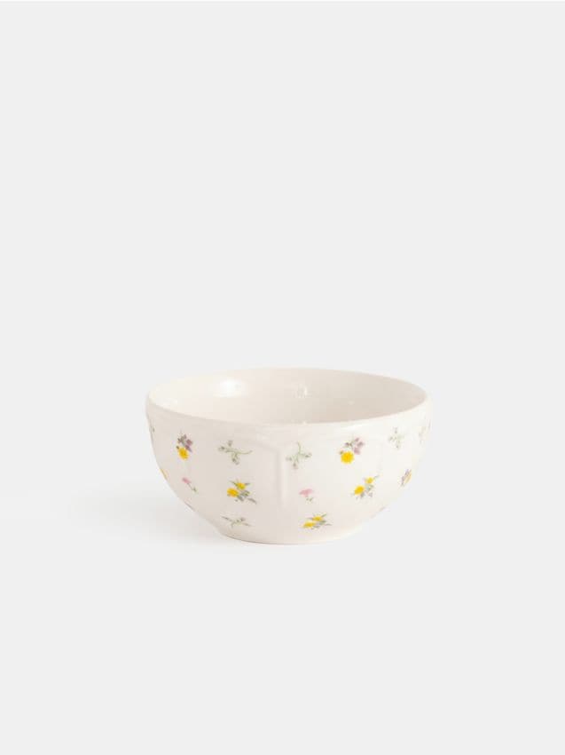 Sinsay - Bol ceramic cu motiv floral - alb