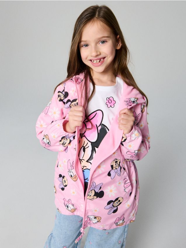 Sinsay - Lekka kurtka wiatrówka z kapturem Minnie Mouse - różowy