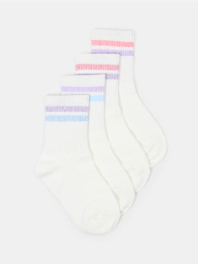 Sinsay - Șosete cu bumbac în dungi 4 pack - multicolor