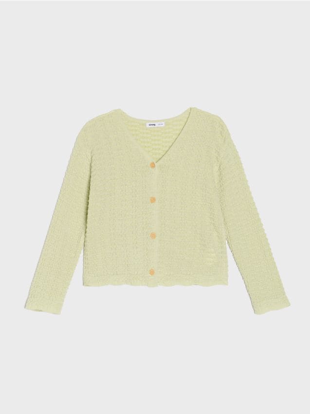 Sinsay - Cardigan cu nasturi decorativi - verde-deschis