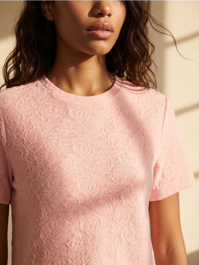 Sinsay - Tricou cu mânecă scurtă cu motiv floral - roz-pastel