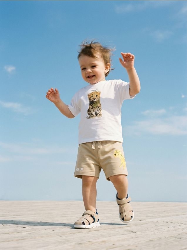 Sinsay - Bawełniane szorty z motywem lemparta - brązowy