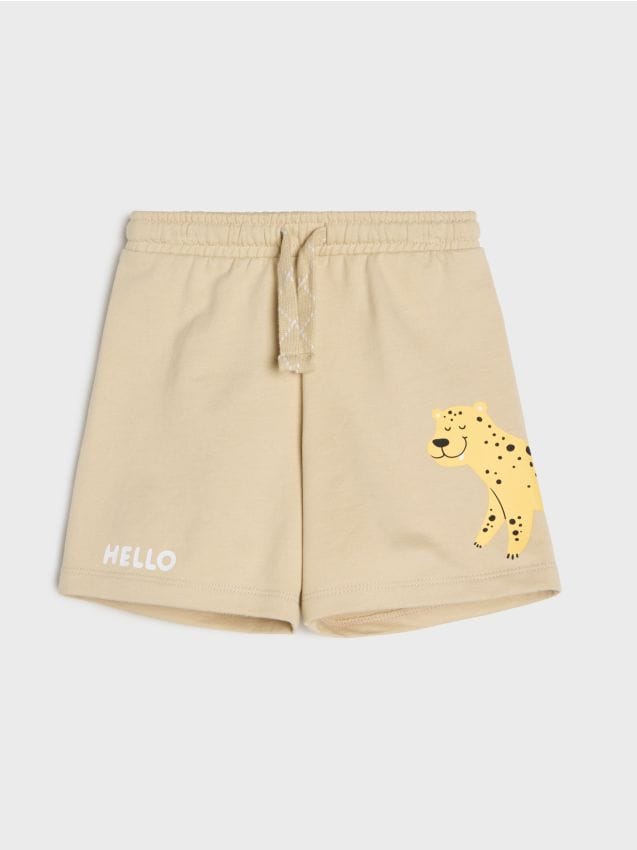 Sinsay - Bawełniane szorty z motywem lemparta - brązowy