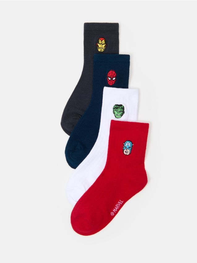 Sinsay - Șosete Din Bumbac cu Dungi 4 Bucăți Marvel - multicolor