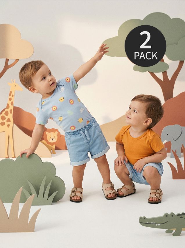 Sinsay - Set 2 body-uri din bumbac - albastru-pal