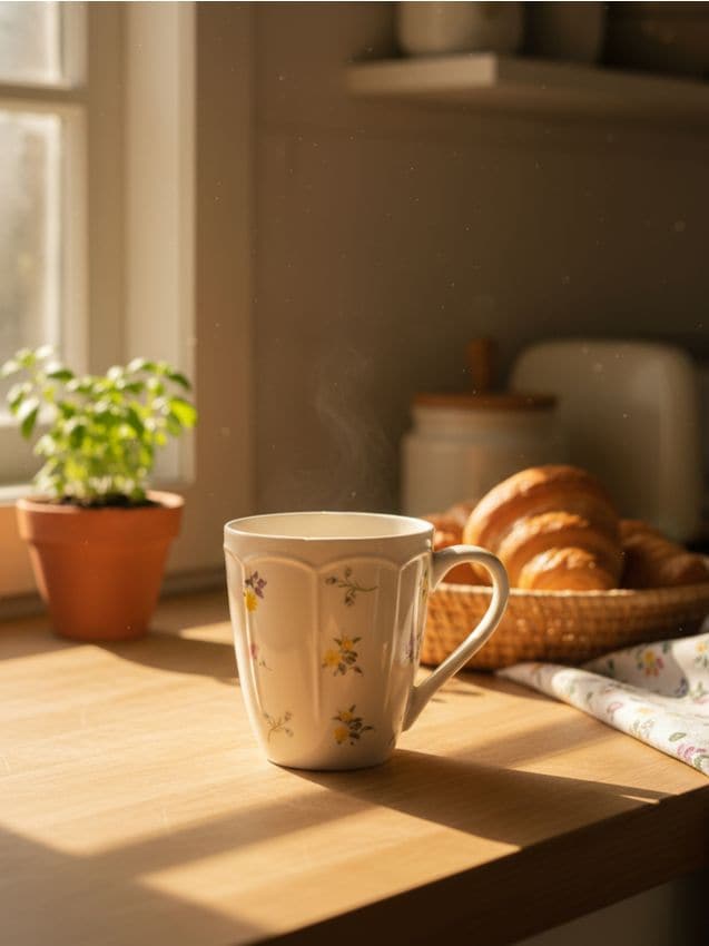 Sinsay - Cană ceramică cu motiv floral - alb