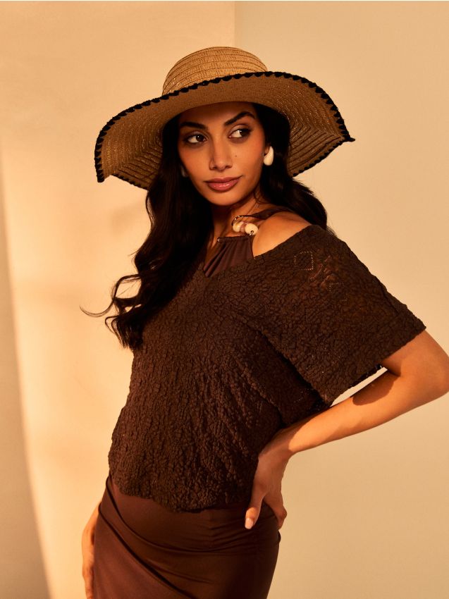 Sinsay - Pălărie cu panglică decorativă - bej