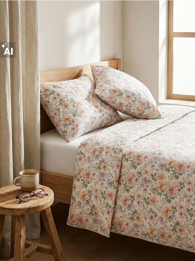 Sinsay - Set de lenjerie de pat din microfibră cu motiv floral - multicolor